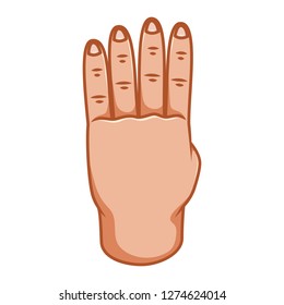 Hand gestures, great design for any purposes. Four number. Gesture line icon. Hand gestures illustration. Human vector gestures. White background.