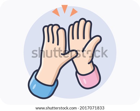 Hand gestures High five hands, friendly greetings to friendly partners, great results, icon, logo, vector design, isolated background.
