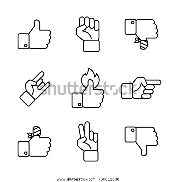 Hand Gestures Icon Set Stock Vector (Royalty Free) 730011688 | Shutterstock