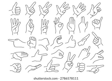 Hand gestures icon set