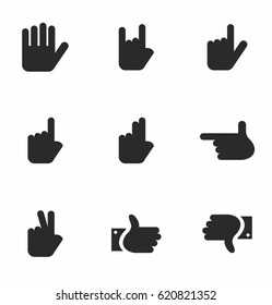 Hand Gestures icon set in flat style on white background vector illustration