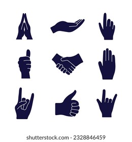 Hand Gestures Icon Set Vector Design.