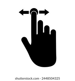gestos de mano icono, deslizar, icono izquierdo Ilustración vectorial negra plana para Web y App..eps
