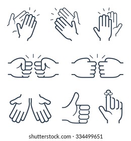 Hand gestures icons: clapping, brofisting and other