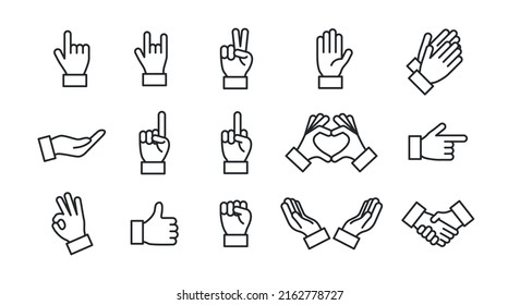 Hand Gestures Icons Set Set 15 Stock Vector (Royalty Free) 2162778727 ...