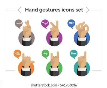 Hand gestures icons set.