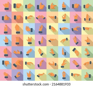 Hand gestures icons set flat vector. Shake finger. Give stop