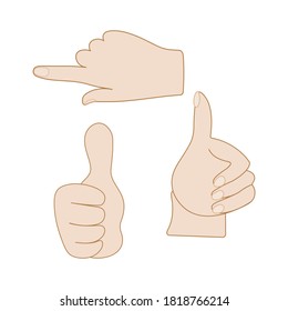 
Hand gestures icons set.
Vector isolated on white background.