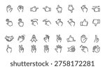 Hand gestures icons: touch, click, sign, communication, action