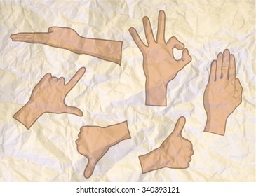 Hand Gestures Illustration - Over Textured Paper