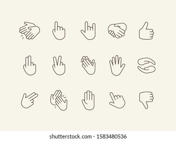 Hand gestures line icon set. Gesturing isolated sign pack. Gestures concept. Vector illustration symbol elements for web design
