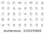 Hand gestures line icons set. linear style symbols collection, outline signs pack. Gestures vector graphics. Set includes icons as swipe, scroll, click, touch, press, zoom, clapping hands, move, slide
