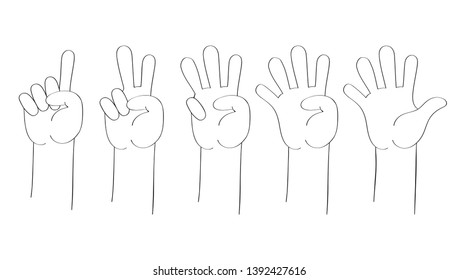hand gestures. line icons set. Flat style vector icons, emblem, symbol For Your Design. Hand collection - vector line illustration 