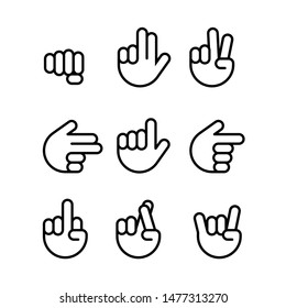 hand gestures. line icons set. Flat style vector icons, emblem, symbol For Your Design