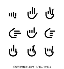 gestos manuales. conjunto de iconos de línea. Iconos vectoriales planos, emblema, símbolo Para su diseño