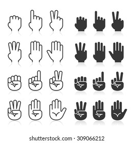 Hand gestures line icons set. Vector illustrations.