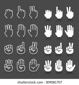 Hand gestures line icons set. Vector illustrations