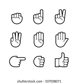 hand gestures. line icons set. Flat style vector icons, emblem, symbol For Your Design
