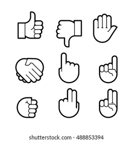 hand gestures. line icons set. Flat style vector icons, emblem, symbol For Your Design