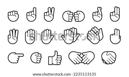 hand gestures. line icons set. Flat style vector icons, emblem, symbol For Your Design