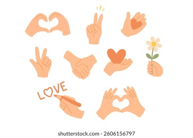 Hand Gestures and Love Icons Set