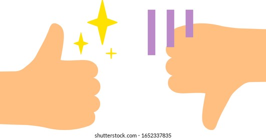 Hand gestures meaning like or dislike.Isolated vector icons set.