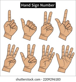 hand gestures number. human hands with different number sign for communication