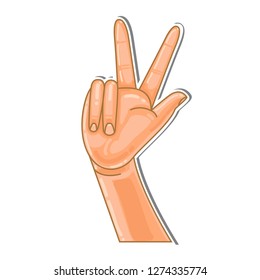 Hand gestures. Numbers.Finger language. Hand gestures illustration. Human vector gestures. White background.
