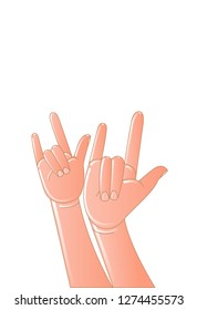 Hand gestures. Numbers.Finger language. Hand gestures illustration. Human vector gestures.Express joy.Be friendly. stability.White background.