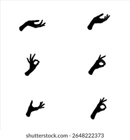 Hand Gestures Okay with Give Silhouette Vector.