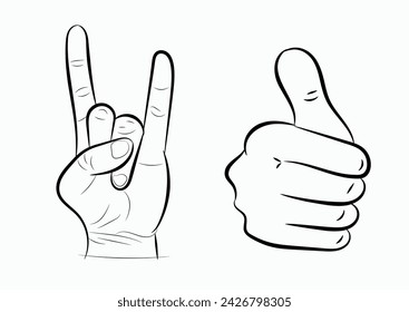 Hand gestures on a white background. Abstract vector illustration. Communication concept. Cartoon illustration design.