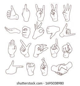 Hand Gestures Outline Finger Marks Sign Stock Vector (Royalty Free ...