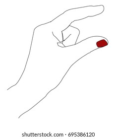 Hand gestures outline vector illustration. Women's girl's female palm drawing. Left hand.