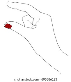 Hand gestures outline vector illustration. Women's girl's female palm drawing. Right hand.