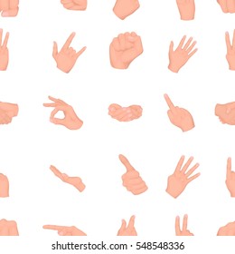 Hand gestures pattern icons in cartoon style. Big collection of hand gestures vector illustration symbol.