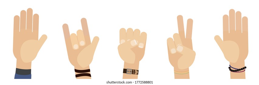 Hand gestures of people of different races - Vector