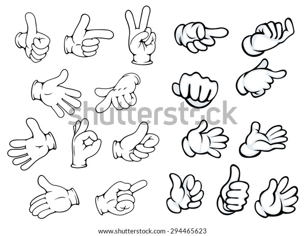 Hand Gestures Pointers Comics Cartoon Style Stock Vector (Royalty Free ...