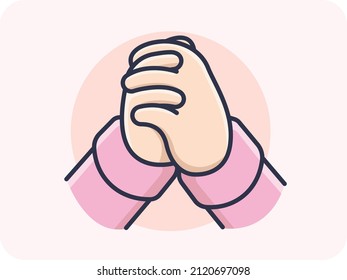 hand gestures praying for blessings in the Christian way, icon, logo, vector design, isolated background.