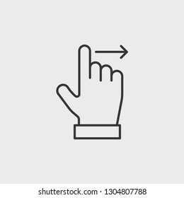 Hand gestures, screen touch, finger swipe, hand slide, right, moving modern simple clear flat outline vector icon
