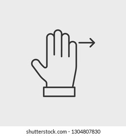 Hand gestures, screen touch, finger swipe, hand slide, right, move modern simple clear flat outline vector icon