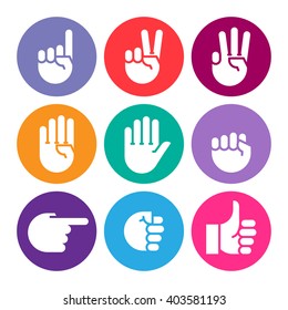 hand gestures. set of color icons. Flat style vector icons, emblem, symbol For Your Design