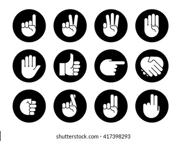 Hand gestures. Set icons. Flat style vector icons, emblem, symbol, For Your Design