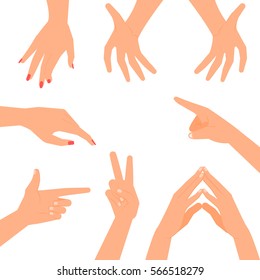 Hand gestures set isolated on white background.