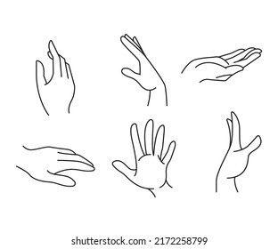 hand gestures set line illustration