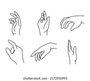 ilustración de línea de conjunto de gestos de mano