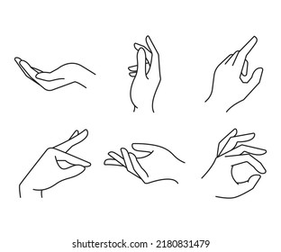 hand gestures set line illustration