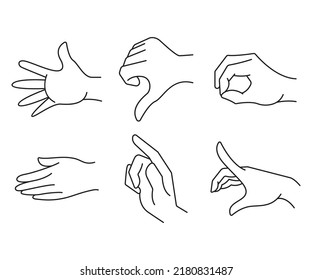 ilustración de línea de conjunto de gestos de mano