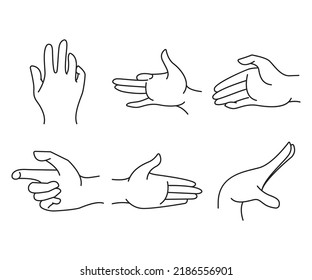 hand gestures set line illustration