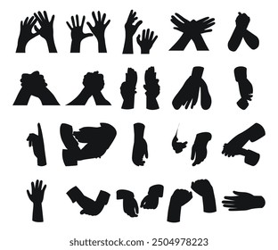 Hand gestures set. Signs expressed by adults and children