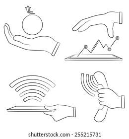 hand gestures set, sketch hand sign